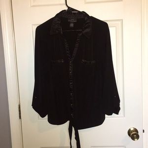 Black button down with gold buttons